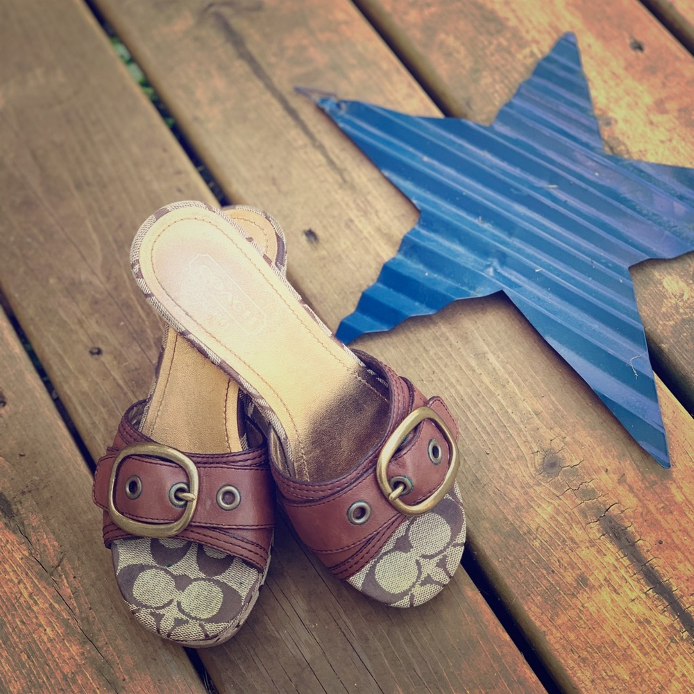 *2/$40* Coach Wedge Buckle Sandals